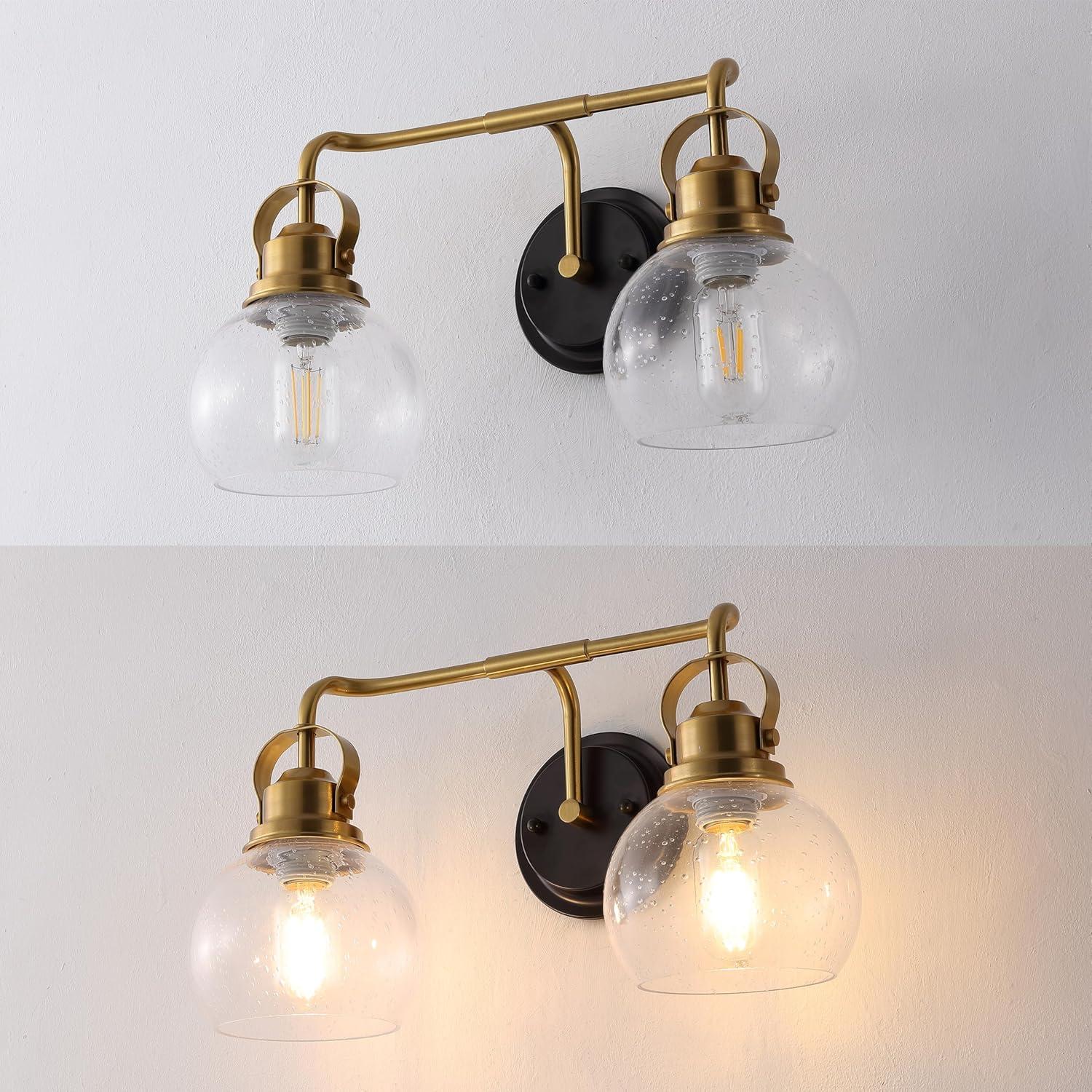 image:imageJONATHAN Y 24 Brass GoldOil Rubbed Bronze Shirley 3Light Bathroom Vanity Light Metal Wall Sconce Clear Seeded Glass Shade Modern Transitional Farmhouse Fixture LED Bulbs Included JYL7405BBrass GoldOil Rubbed Bronze