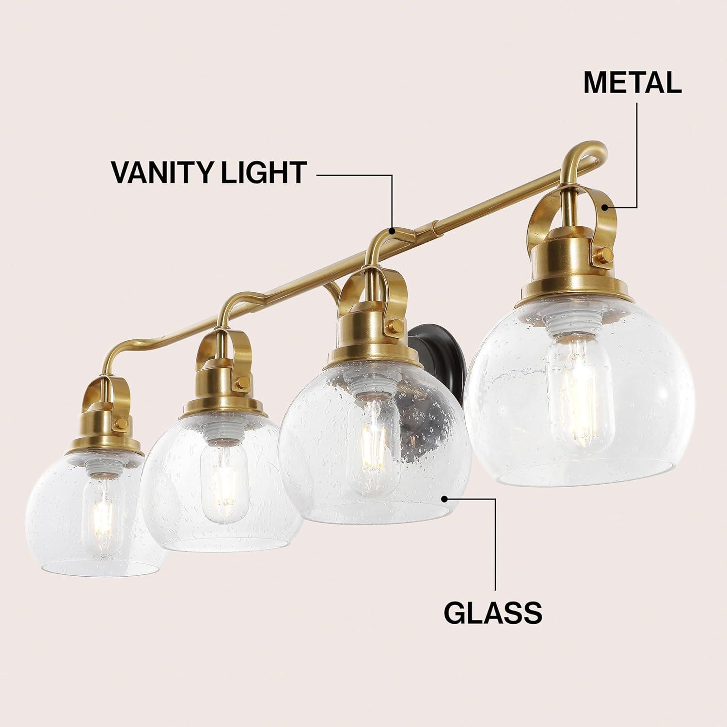 image:imageJONATHAN Y 24 Brass GoldOil Rubbed Bronze Shirley 3Light Bathroom Vanity Light Metal Wall Sconce Clear Seeded Glass Shade Modern Transitional Farmhouse Fixture LED Bulbs Included JYL7405BBrass GoldOil Rubbed Bronze