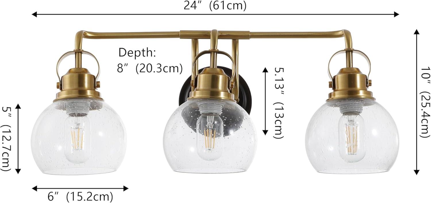 image:imageJONATHAN Y 24 Brass GoldOil Rubbed Bronze Shirley 3Light Bathroom Vanity Light Metal Wall Sconce Clear Seeded Glass Shade Modern Transitional Farmhouse Fixture LED Bulbs Included JYL7405BBrass GoldOil Rubbed Bronze
