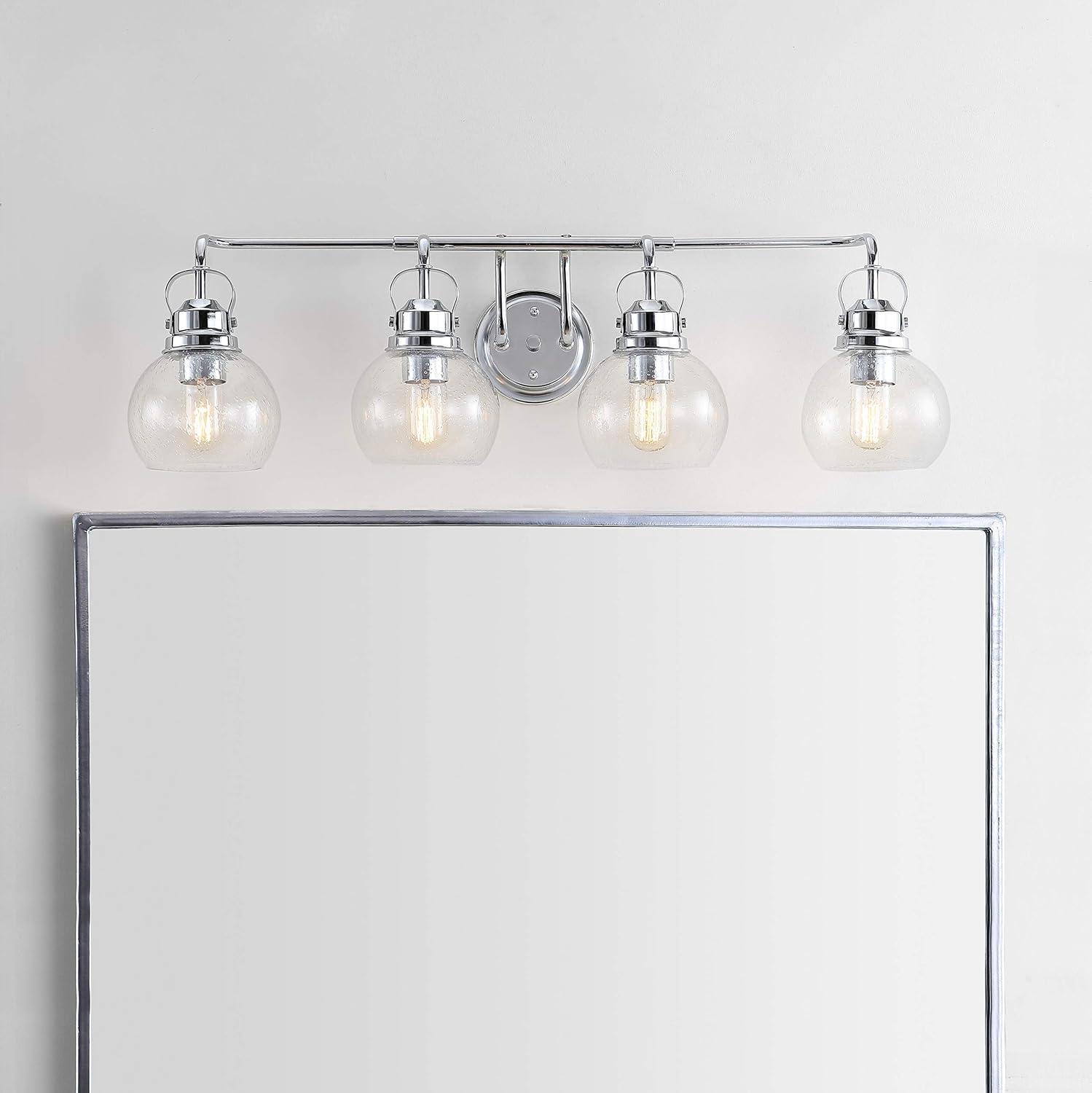 image:imageJONATHAN Y 24 Brass GoldOil Rubbed Bronze Shirley 3Light Bathroom Vanity Light Metal Wall Sconce Clear Seeded Glass Shade Modern Transitional Farmhouse Fixture LED Bulbs Included JYL7405BChromeClear