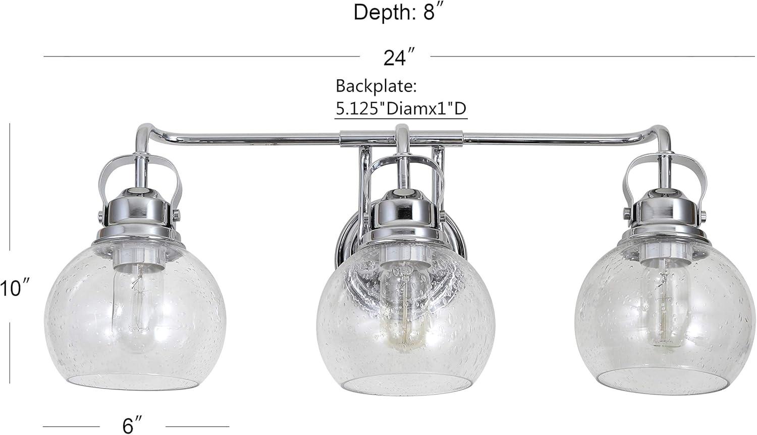image:imageJONATHAN Y 24 Brass GoldOil Rubbed Bronze Shirley 3Light Bathroom Vanity Light Metal Wall Sconce Clear Seeded Glass Shade Modern Transitional Farmhouse Fixture LED Bulbs Included JYL7405BChromeClear