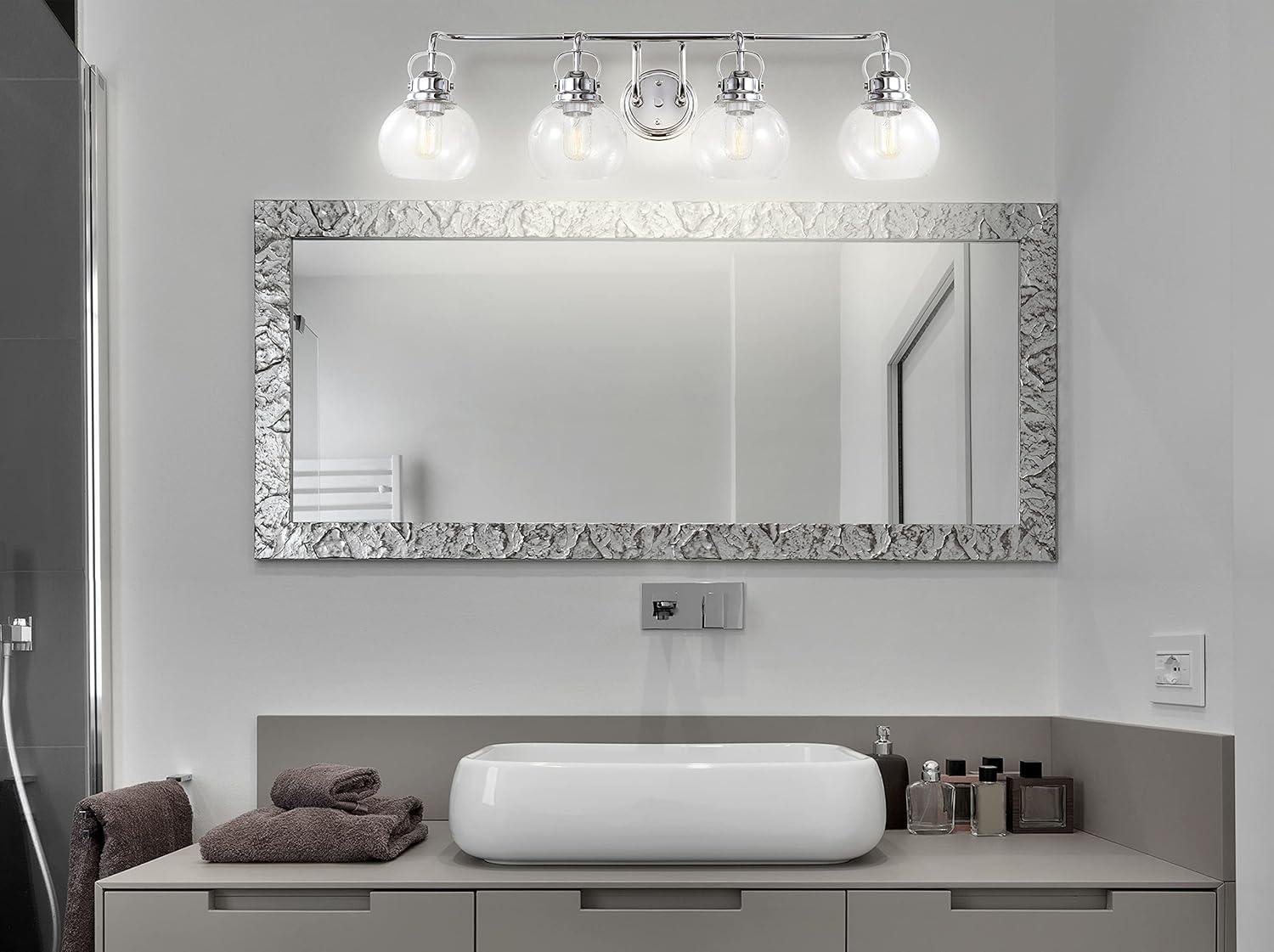 image:imageJONATHAN Y 24 Brass GoldOil Rubbed Bronze Shirley 3Light Bathroom Vanity Light Metal Wall Sconce Clear Seeded Glass Shade Modern Transitional Farmhouse Fixture LED Bulbs Included JYL7405BChromeClear