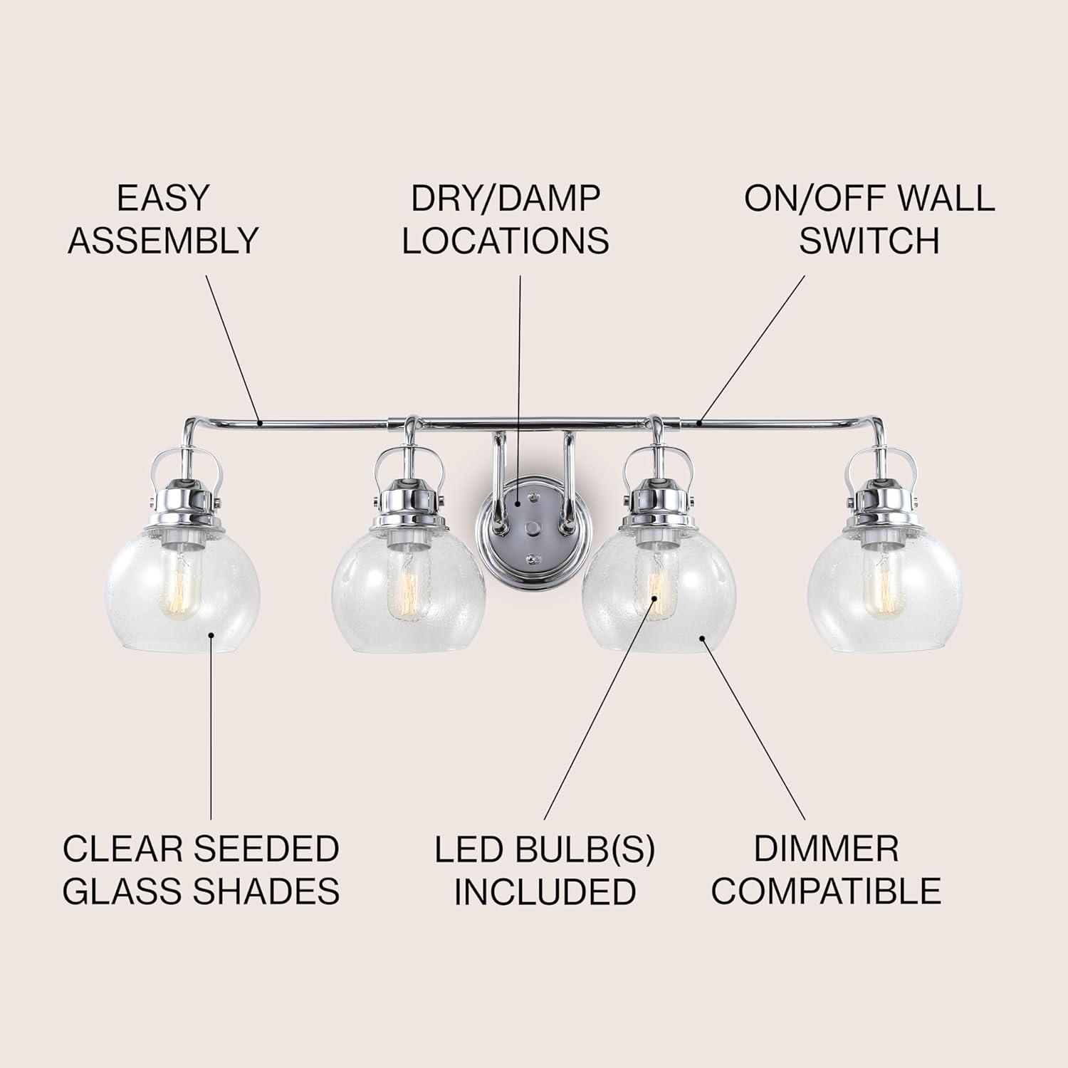 image:imageJONATHAN Y 24 Brass GoldOil Rubbed Bronze Shirley 3Light Bathroom Vanity Light Metal Wall Sconce Clear Seeded Glass Shade Modern Transitional Farmhouse Fixture LED Bulbs Included JYL7405BChromeClear