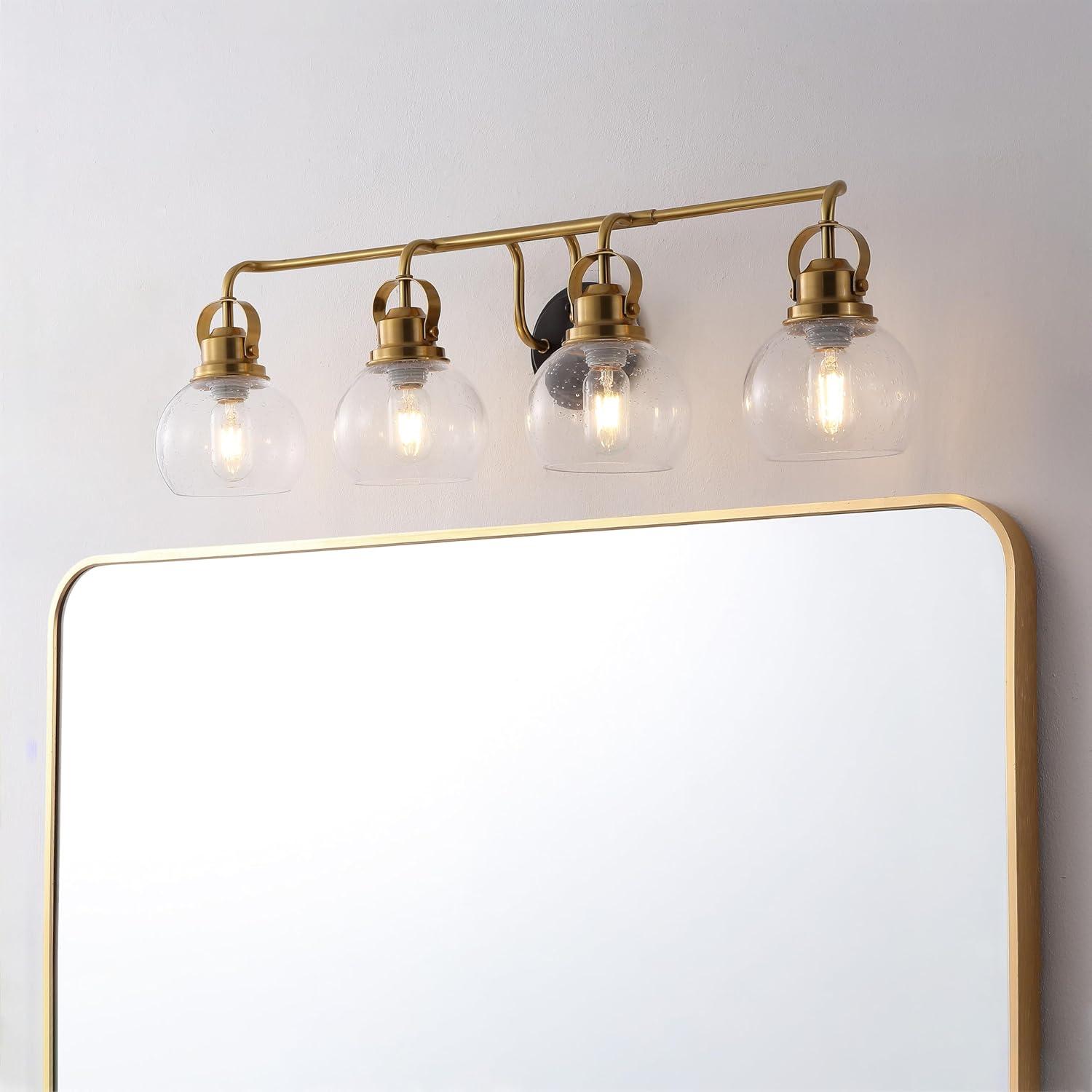 image:imageJONATHAN Y 24 Brass GoldOil Rubbed Bronze Shirley 3Light Bathroom Vanity Light Metal Wall Sconce Clear Seeded Glass Shade Modern Transitional Farmhouse Fixture LED Bulbs Included JYL7405BBrass GoldOil Rubbed Bronze