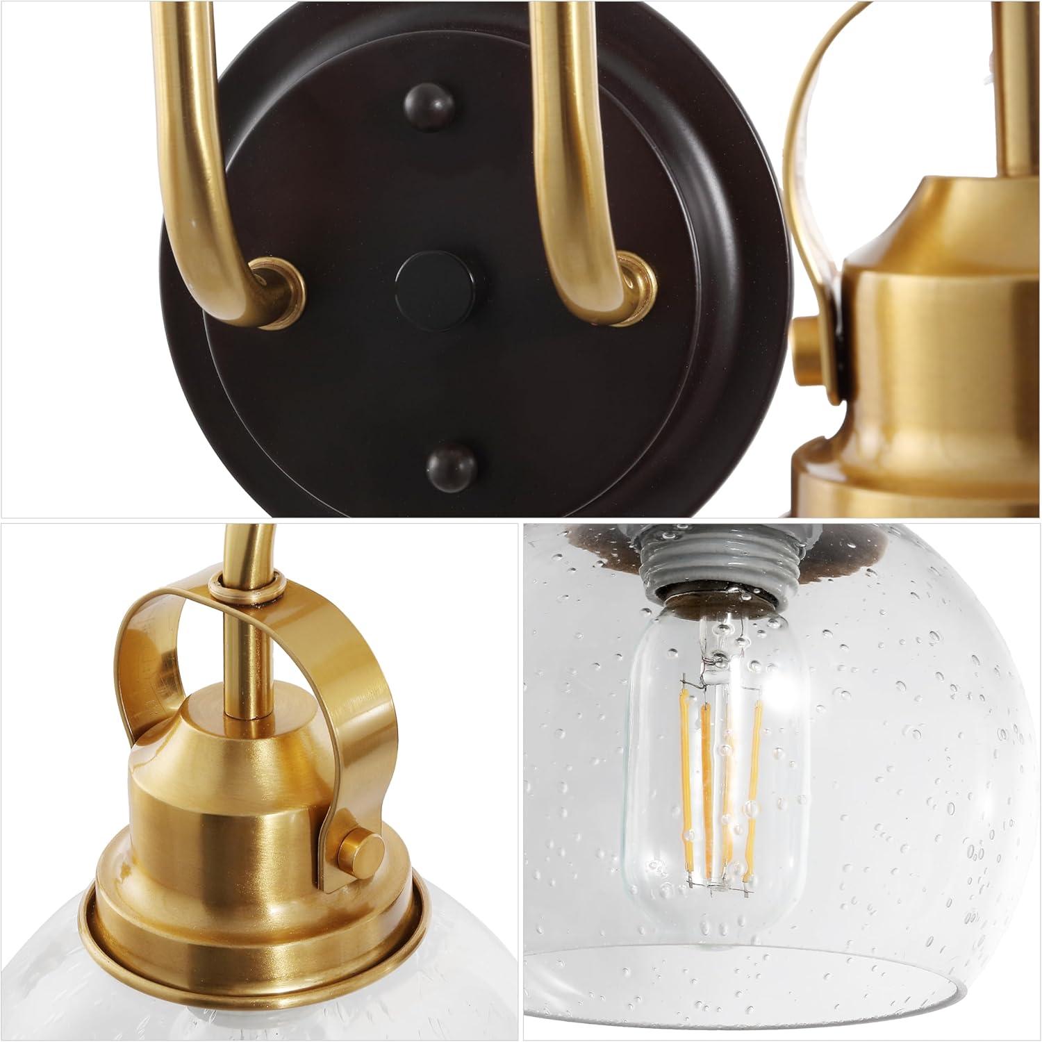 image:imageJONATHAN Y 24 Brass GoldOil Rubbed Bronze Shirley 3Light Bathroom Vanity Light Metal Wall Sconce Clear Seeded Glass Shade Modern Transitional Farmhouse Fixture LED Bulbs Included JYL7405BBrass GoldOil Rubbed Bronze