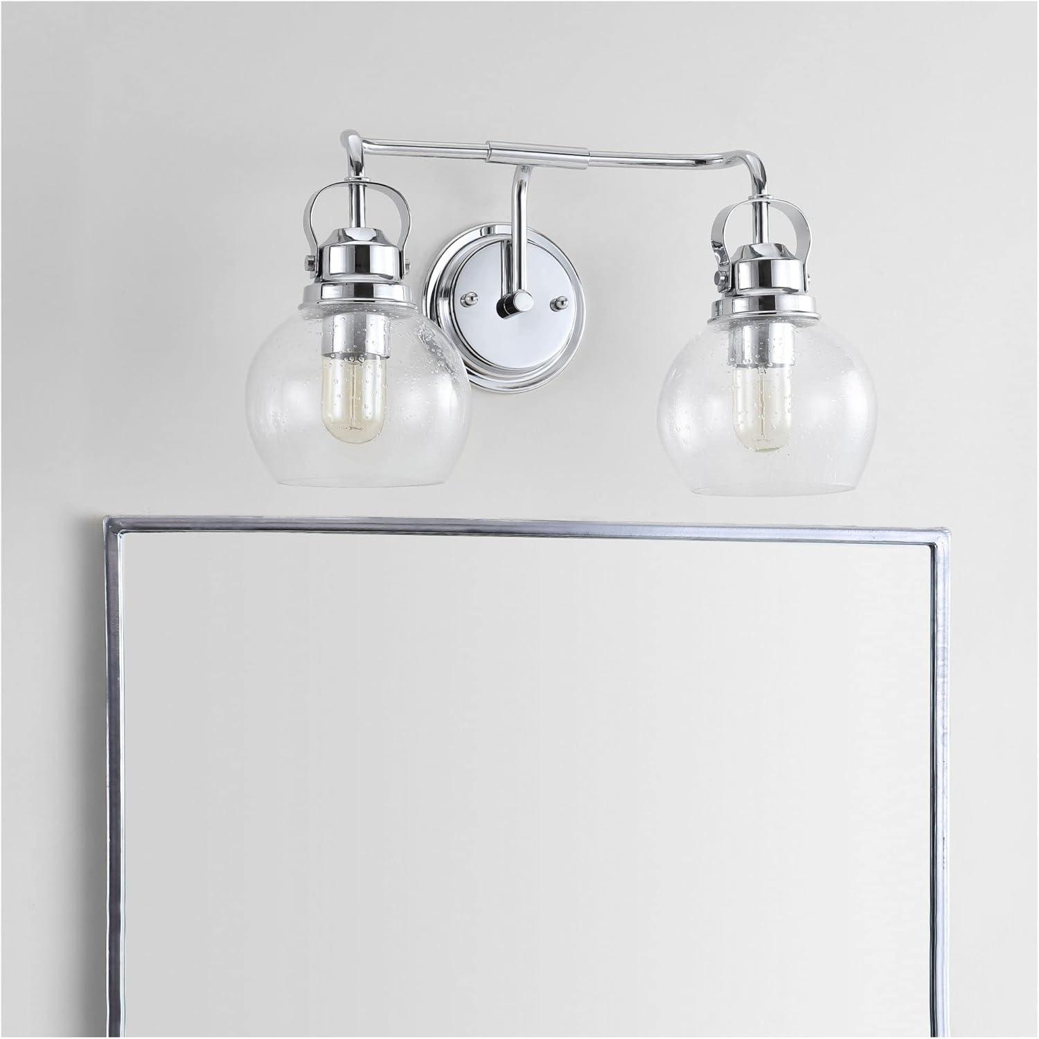 image:imageJONATHAN Y 24 Brass GoldOil Rubbed Bronze Shirley 3Light Bathroom Vanity Light Metal Wall Sconce Clear Seeded Glass Shade Modern Transitional Farmhouse Fixture LED Bulbs Included JYL7405BChromeClear
