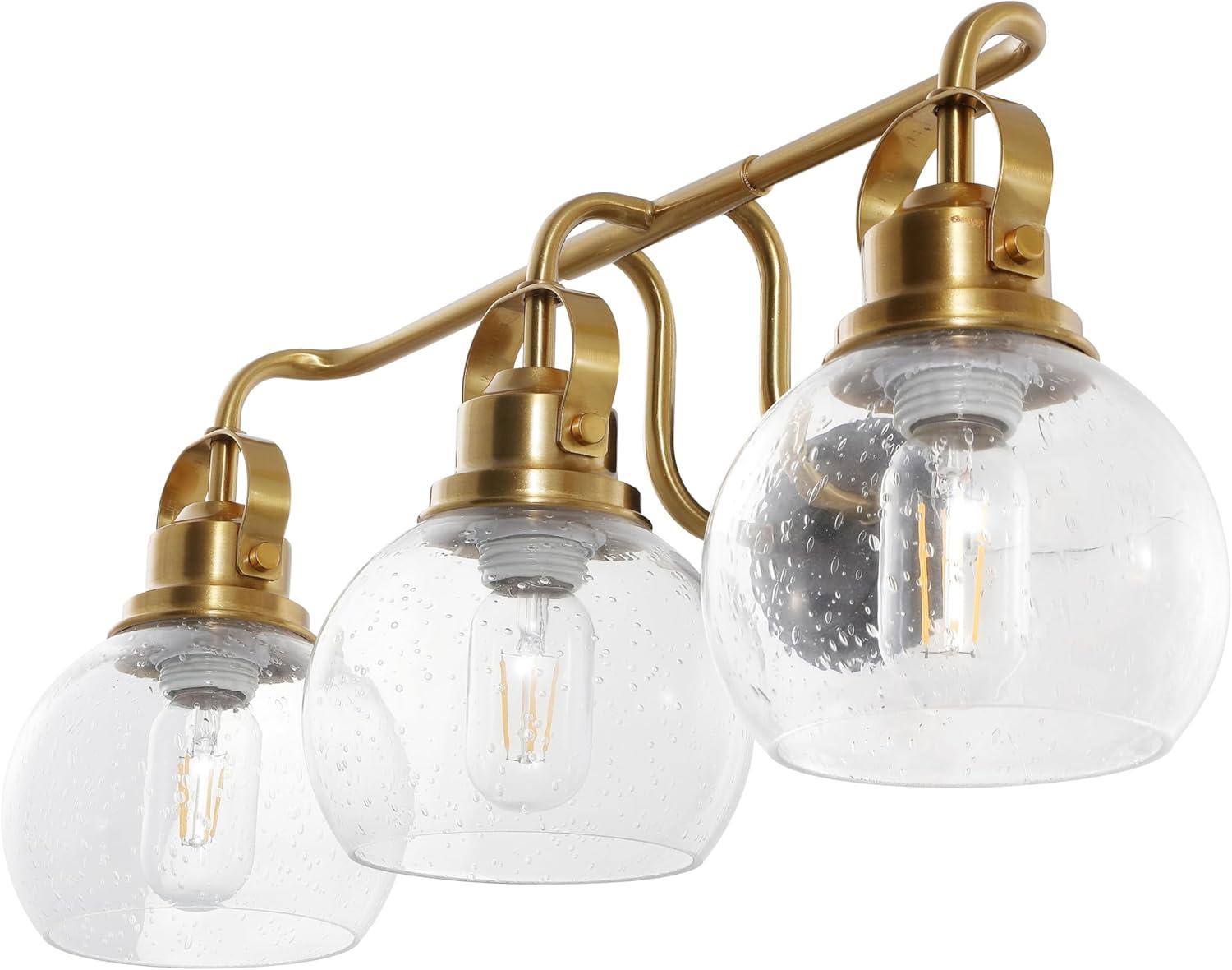 image:imageJONATHAN Y 24 Brass GoldOil Rubbed Bronze Shirley 3Light Bathroom Vanity Light Metal Wall Sconce Clear Seeded Glass Shade Modern Transitional Farmhouse Fixture LED Bulbs Included JYL7405BBrass GoldOil Rubbed Bronze