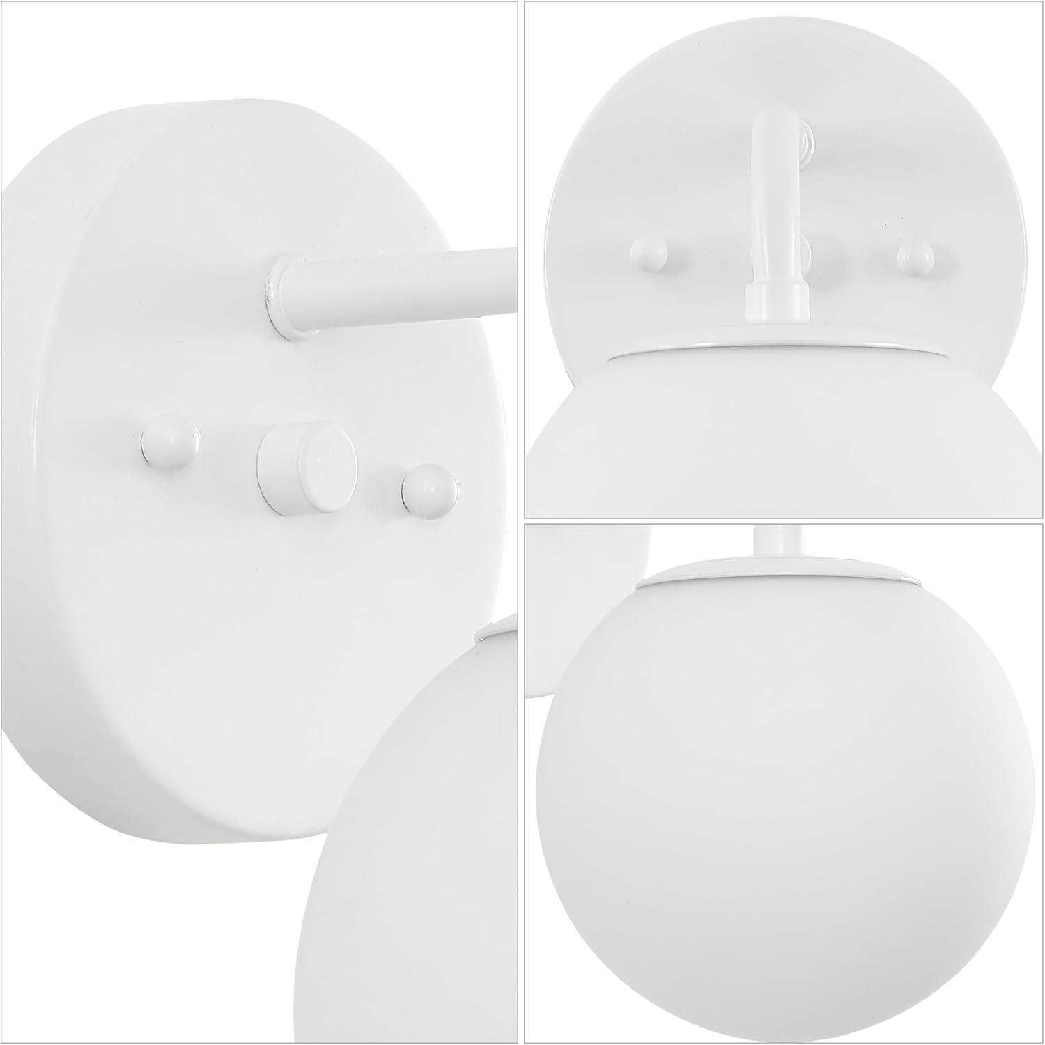 image:imageJONATHAN Y 40 Black Modern Globe Wall Sconce Vanity Light for Bathroom White Frosted Glass Shade Midcentury Parisian Bistro Wall Lamp LED Bulb Included JYL3560BWhite