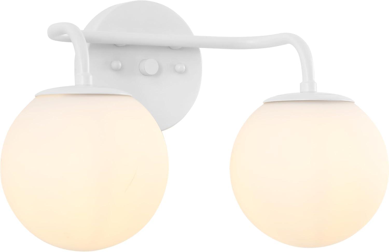 image:imageJONATHAN Y 40 Black Modern Globe Wall Sconce Vanity Light for Bathroom White Frosted Glass Shade Midcentury Parisian Bistro Wall Lamp LED Bulb Included JYL3560BWhite