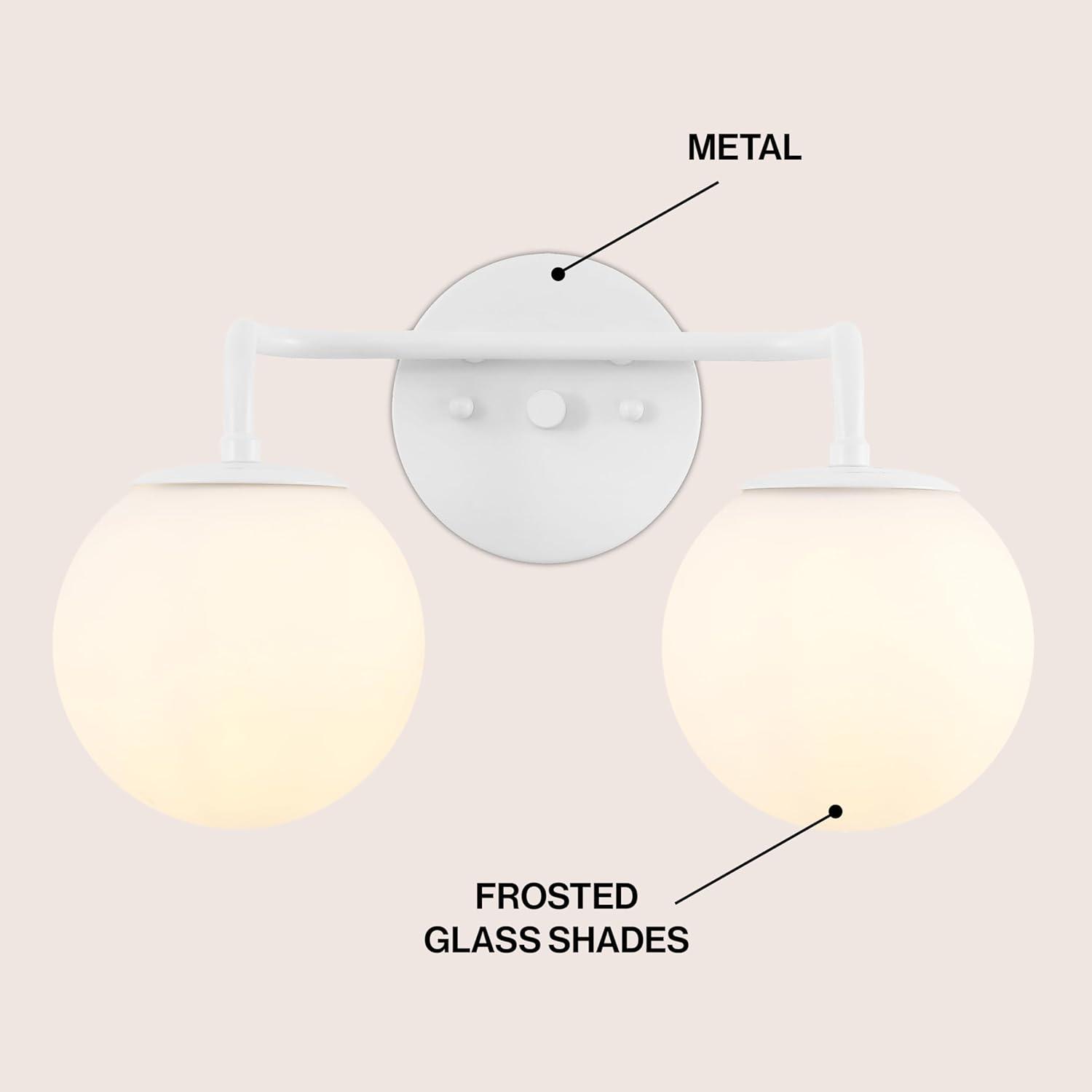 image:imageJONATHAN Y 40 Black Modern Globe Wall Sconce Vanity Light for Bathroom White Frosted Glass Shade Midcentury Parisian Bistro Wall Lamp LED Bulb Included JYL3560BWhite