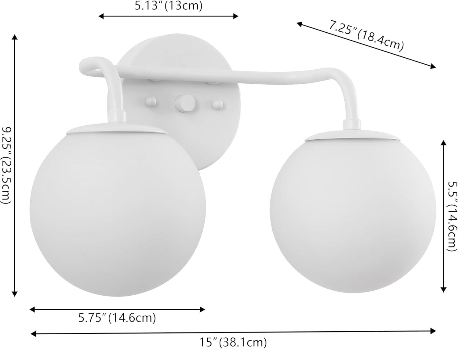 image:imageJONATHAN Y 40 Black Modern Globe Wall Sconce Vanity Light for Bathroom White Frosted Glass Shade Midcentury Parisian Bistro Wall Lamp LED Bulb Included JYL3560BWhite