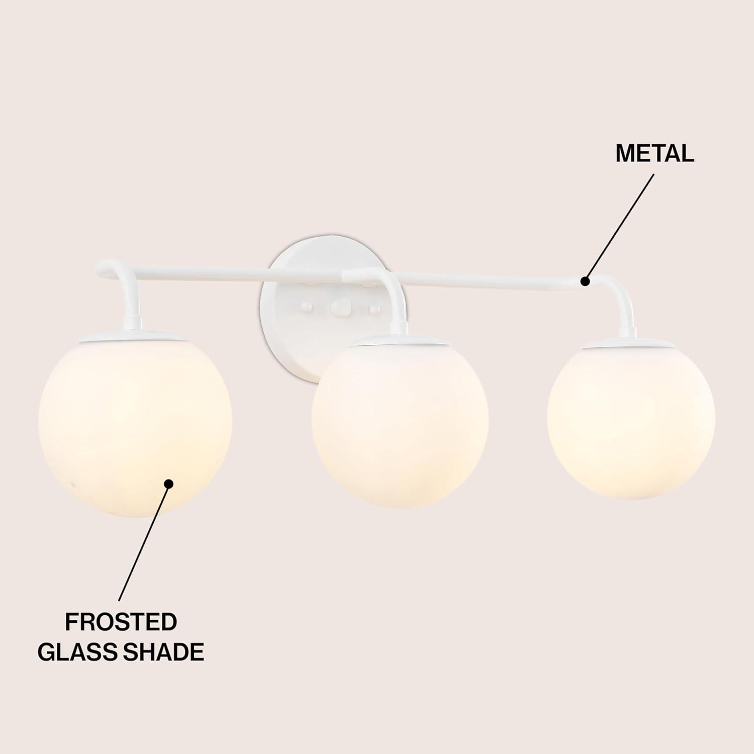 image:imageJONATHAN Y 40 Black Modern Globe Wall Sconce Vanity Light for Bathroom White Frosted Glass Shade Midcentury Parisian Bistro Wall Lamp LED Bulb Included JYL3560BWhite