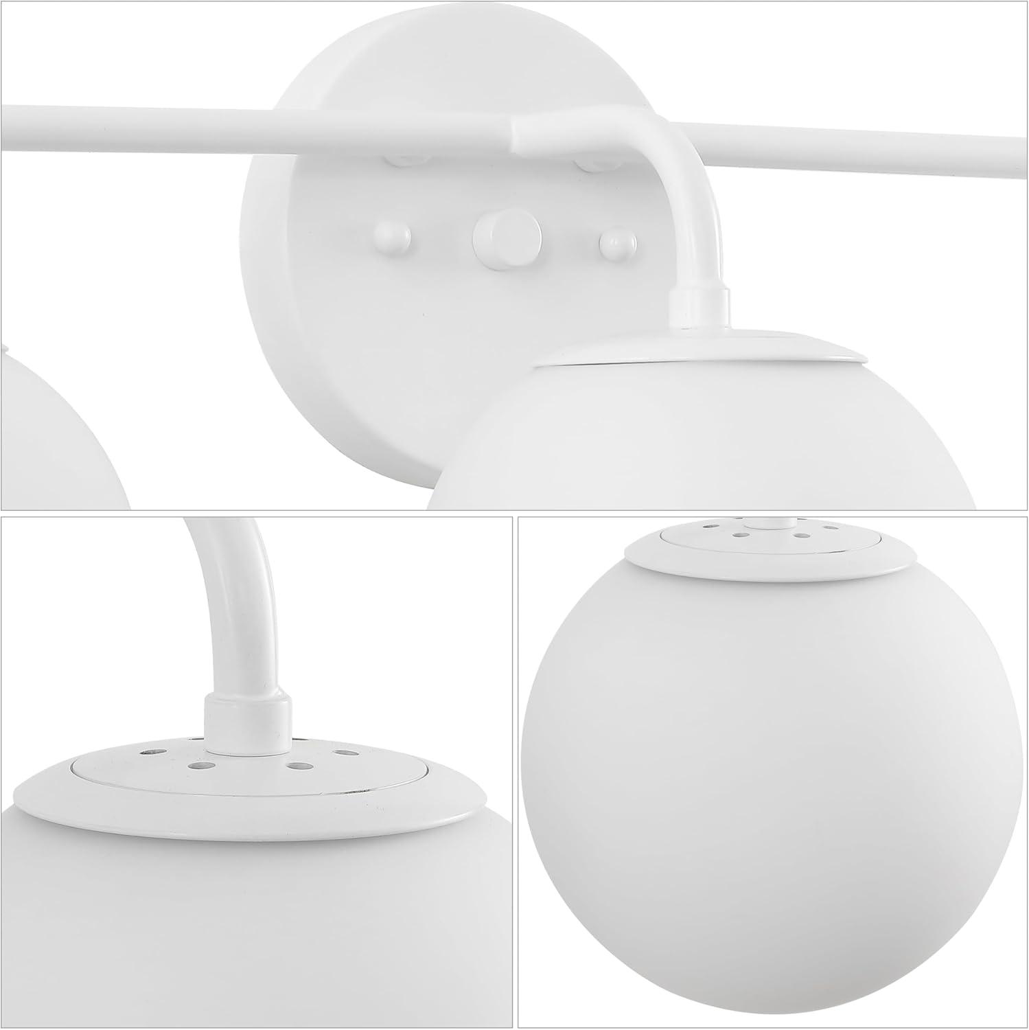 image:imageJONATHAN Y 40 Black Modern Globe Wall Sconce Vanity Light for Bathroom White Frosted Glass Shade Midcentury Parisian Bistro Wall Lamp LED Bulb Included JYL3560BWhite