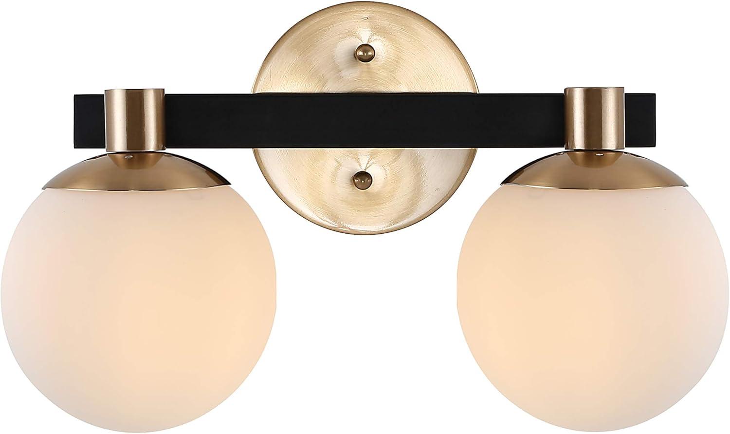 image:imageJONATHAN Y 575 BlackWhite 1Light Modern Globe LED Vanity Wall Sconce Light White Frosted Glass Shade MidCentury Art Deco Wall Lamp for Bathroom Kitchen Hallway JYL3540BBrass GoldBlack