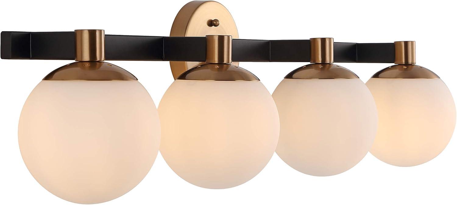 image:imageJONATHAN Y 575 BlackWhite 1Light Modern Globe LED Vanity Wall Sconce Light White Frosted Glass Shade MidCentury Art Deco Wall Lamp for Bathroom Kitchen Hallway JYL3540BBrass GoldBlack