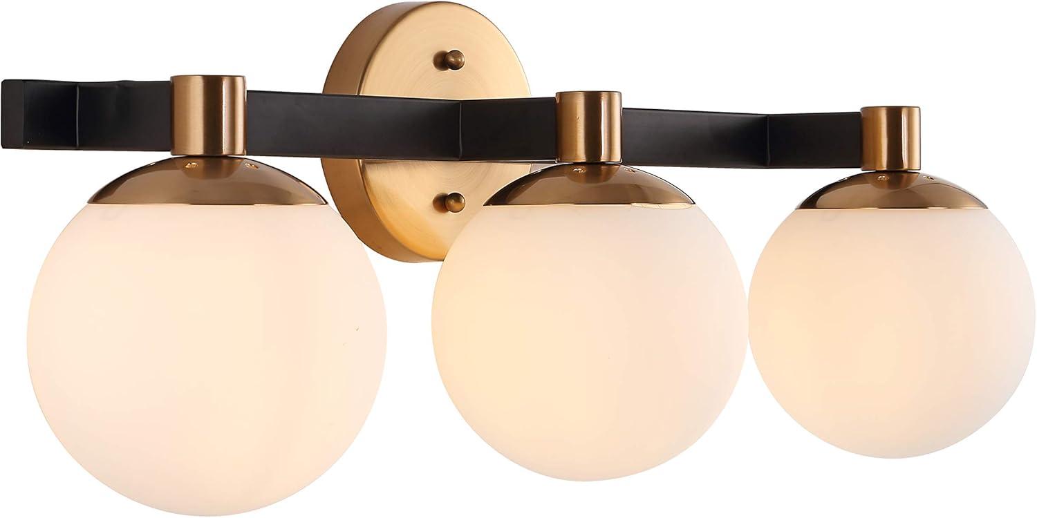 image:imageJONATHAN Y 575 BlackWhite 1Light Modern Globe LED Vanity Wall Sconce Light White Frosted Glass Shade MidCentury Art Deco Wall Lamp for Bathroom Kitchen Hallway JYL3540BBrass GoldBlack