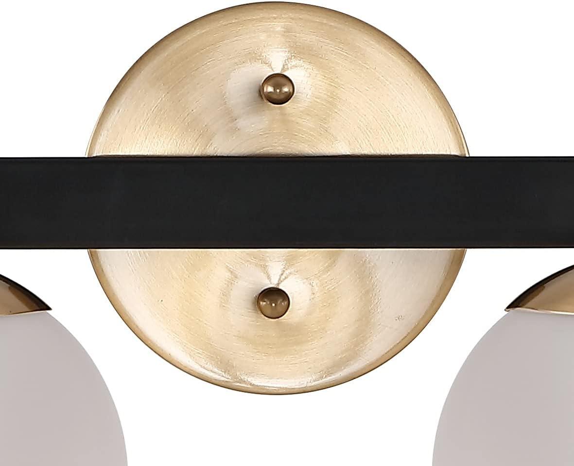image:imageJONATHAN Y 575 BlackWhite 1Light Modern Globe LED Vanity Wall Sconce Light White Frosted Glass Shade MidCentury Art Deco Wall Lamp for Bathroom Kitchen Hallway JYL3540BBrass GoldBlack