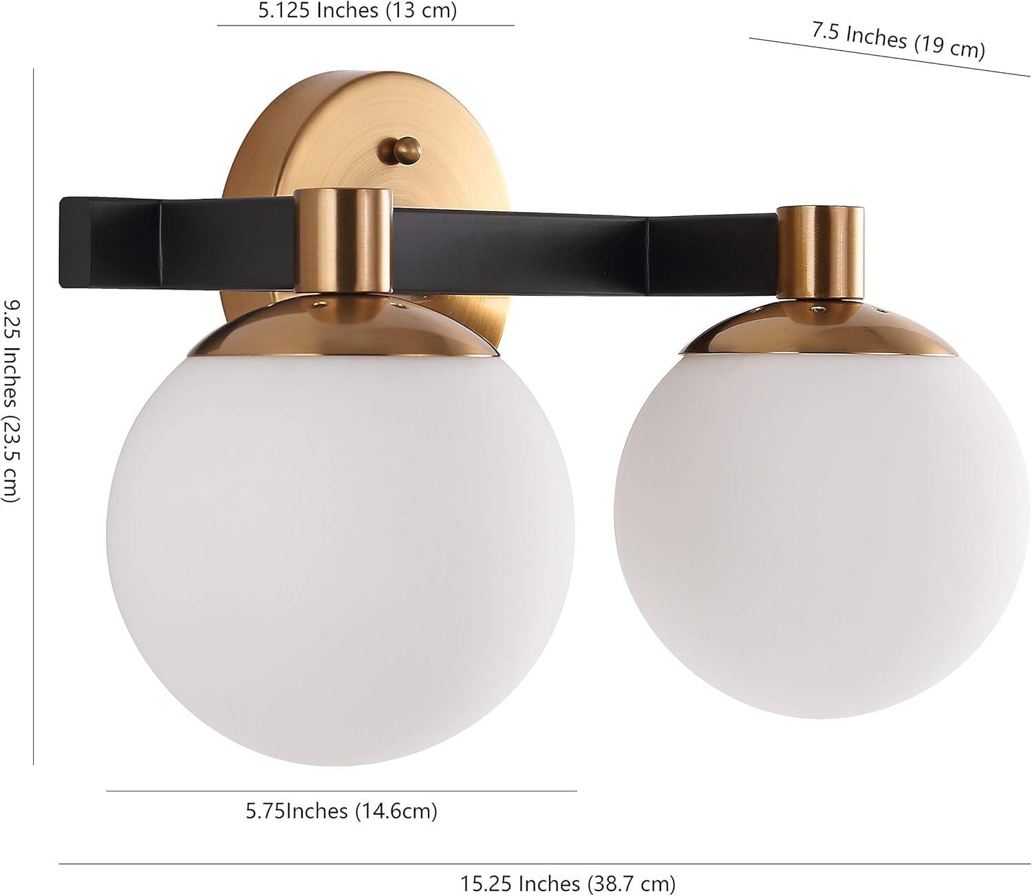 image:imageJONATHAN Y 575 BlackWhite 1Light Modern Globe LED Vanity Wall Sconce Light White Frosted Glass Shade MidCentury Art Deco Wall Lamp for Bathroom Kitchen Hallway JYL3540BBrass GoldBlack