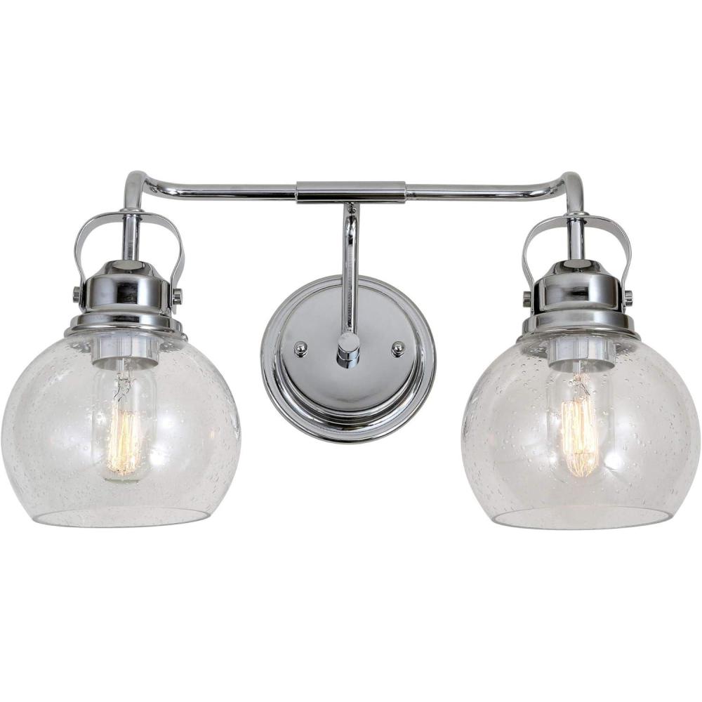 image:imageJONATHAN Y 24 Brass GoldOil Rubbed Bronze Shirley 3Light Bathroom Vanity Light Metal Wall Sconce Clear Seeded Glass Shade Modern Transitional Farmhouse Fixture LED Bulbs Included JYL7405BChromeClear