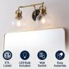 JONATHAN Y 24″ Brass Gold/Oil Rubbed Bronze Shirley 3-Light Bathroom Vanity Light, Metal Wall Sconce, Clear Seeded Glass Shade, Modern Transitional Farmhouse Fixture, LED Bulbs Included (JYL7405B)(Brass Gold/Oil Rubbed Bronze)