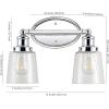 JONATHAN Y 31.75″ Chrome 4-Light LED Vanity Light, Farmhouse Wall Sconce for Bathroom Mirror, Clear Seeded Glass Shade, Rustic Iron Fixture for Kitchen Hallway, LED Bulb Included (JYL7533A)(2 Bulb)