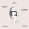 JONATHAN Y 31.75″ Chrome 4-Light LED Vanity Light, Farmhouse Wall Sconce for Bathroom Mirror, Clear Seeded Glass Shade, Rustic Iron Fixture for Kitchen Hallway, LED Bulb Included (JYL7533A)(1 Bulb)