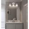JONATHAN Y 31.75″ Chrome 4-Light LED Vanity Light, Farmhouse Wall Sconce for Bathroom Mirror, Clear Seeded Glass Shade, Rustic Iron Fixture for Kitchen Hallway, LED Bulb Included (JYL7533A)(3 Bulb)