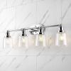 JONATHAN Y 31.75″ Chrome 4-Light LED Vanity Light, Farmhouse Wall Sconce for Bathroom Mirror, Clear Seeded Glass Shade, Rustic Iron Fixture for Kitchen Hallway, LED Bulb Included (JYL7533A)(4 Bulb)