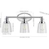 JONATHAN Y 31.75″ Chrome 4-Light LED Vanity Light, Farmhouse Wall Sconce for Bathroom Mirror, Clear Seeded Glass Shade, Rustic Iron Fixture for Kitchen Hallway, LED Bulb Included (JYL7533A)(3 Bulb)