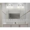 JONATHAN Y 31.75″ Chrome 4-Light LED Vanity Light, Farmhouse Wall Sconce for Bathroom Mirror, Clear Seeded Glass Shade, Rustic Iron Fixture for Kitchen Hallway, LED Bulb Included (JYL7533A)(2 Bulb)