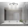 JONATHAN Y 31.75″ Chrome 4-Light LED Vanity Light, Farmhouse Wall Sconce for Bathroom Mirror, Clear Seeded Glass Shade, Rustic Iron Fixture for Kitchen Hallway, LED Bulb Included (JYL7533A)(3 Bulb)
