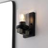 JONATHAN Y 32″ Black/Gray Oak Wood Finish LED Vanity Light, Rustic Farmhouse Sconce, Clear Seeded Glass Shade, Industrial Wall Lamp for Bathroom Mirror, Kitchen Sink, LED Bulb (JYL7510B)(Black/Gray Oak Wood Finish)
