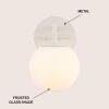 JONATHAN Y 40″ Black Modern Globe Wall Sconce Vanity Light for Bathroom, White Frosted Glass Shade, Midcentury Parisian Bistro Wall Lamp, LED Bulb Included (JYL3560B)(Almond)