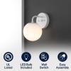 JONATHAN Y 40″ Black Modern Globe Wall Sconce Vanity Light for Bathroom, White Frosted Glass Shade, Midcentury Parisian Bistro Wall Lamp, LED Bulb Included (JYL3560B)(White)