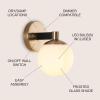 JONATHAN Y 5.75″ Black/White 1-Light Modern Globe LED Vanity Wall Sconce Light, White Frosted Glass Shade, Mid-Century Art Deco Wall Lamp for Bathroom, Kitchen, Hallway (JYL3540B)(Brass Gold/Black)