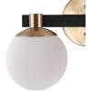JONATHAN Y 5.75″ Black/White 1-Light Modern Globe LED Vanity Wall Sconce Light, White Frosted Glass Shade, Mid-Century Art Deco Wall Lamp for Bathroom, Kitchen, Hallway (JYL3540B)(Brass Gold/Black)