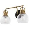 JONATHAN Y 24″ Brass Gold/Oil Rubbed Bronze Shirley 3-Light Bathroom Vanity Light, Metal Wall Sconce, Clear Seeded Glass Shade, Modern Transitional Farmhouse Fixture, LED Bulbs Included (JYL7405B)(Brass Gold/Oil Rubbed Bronze)