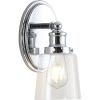 JONATHAN Y 31.75″ Chrome 4-Light LED Vanity Light, Farmhouse Wall Sconce for Bathroom Mirror, Clear Seeded Glass Shade, Rustic Iron Fixture for Kitchen Hallway, LED Bulb Included (JYL7533A)(1 Bulb)