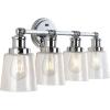 JONATHAN Y 31.75″ Chrome 4-Light LED Vanity Light, Farmhouse Wall Sconce for Bathroom Mirror, Clear Seeded Glass Shade, Rustic Iron Fixture for Kitchen Hallway, LED Bulb Included (JYL7533A)(4 Bulb)