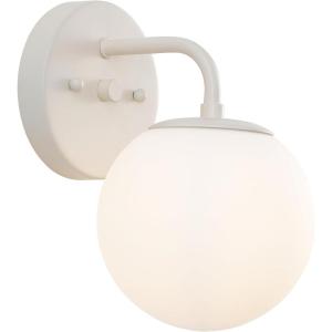 JONATHAN Y 40″ Black Modern Globe Wall Sconce Vanity Light for Bathroom, White Frosted Glass Shade, Midcentury Parisian Bistro Wall Lamp, LED Bulb Included (JYL3560B)(Almond)