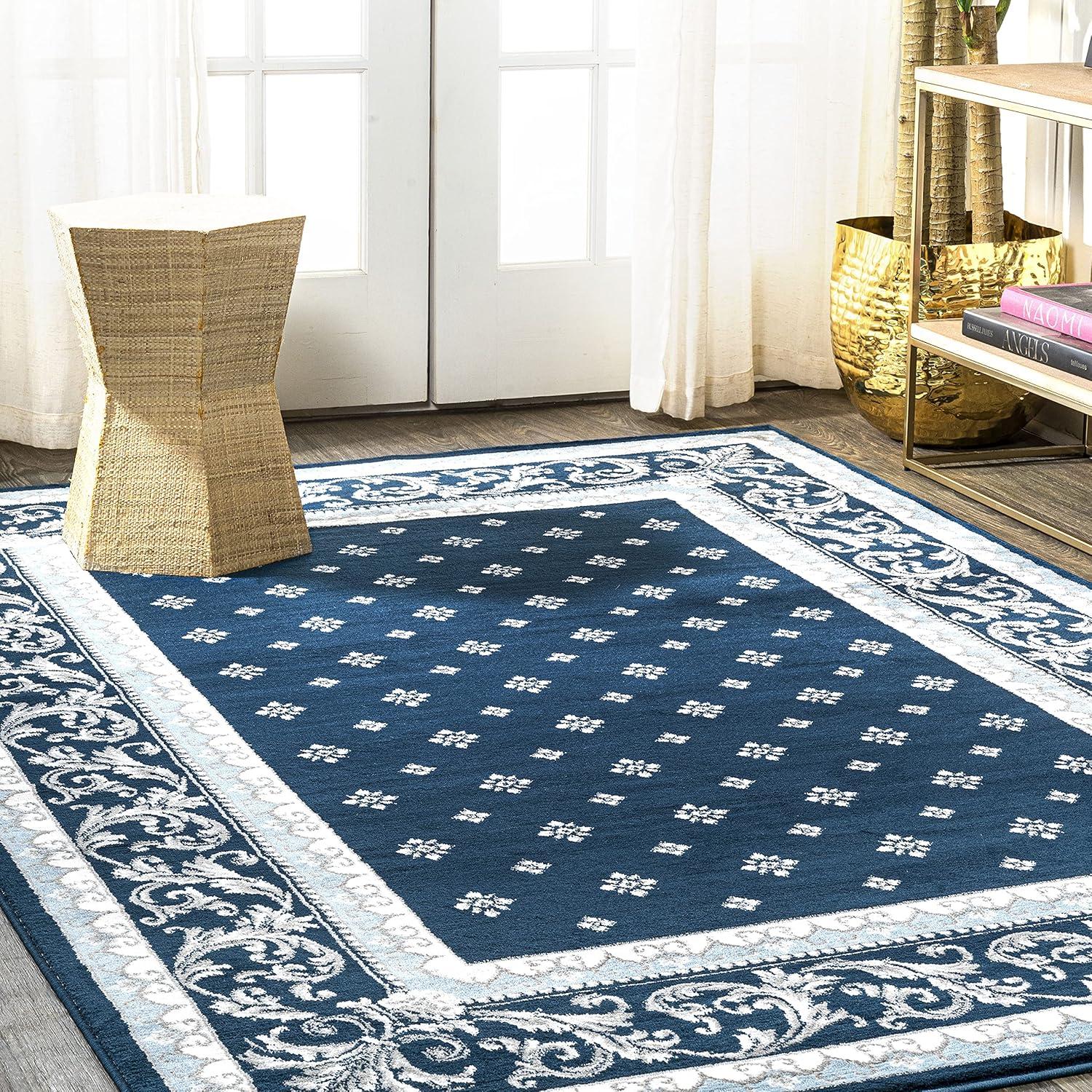 image:imageJONATHAN Y Acanthus French Border BlueNavy Indoor Area Rug 3x5 Vintage Bohemian EasyCleaning for Living Room Bedroom Kitchen Pet Friendly NonShedding MDP504E3NavyBlue