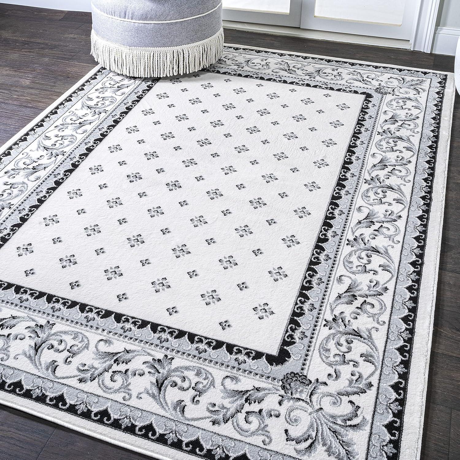 image:imageJONATHAN Y Acanthus French Border BlueNavy Indoor Area Rug 3x5 Vintage Bohemian EasyCleaning for Living Room Bedroom Kitchen Pet Friendly NonShedding MDP504E3CreamLight Gray