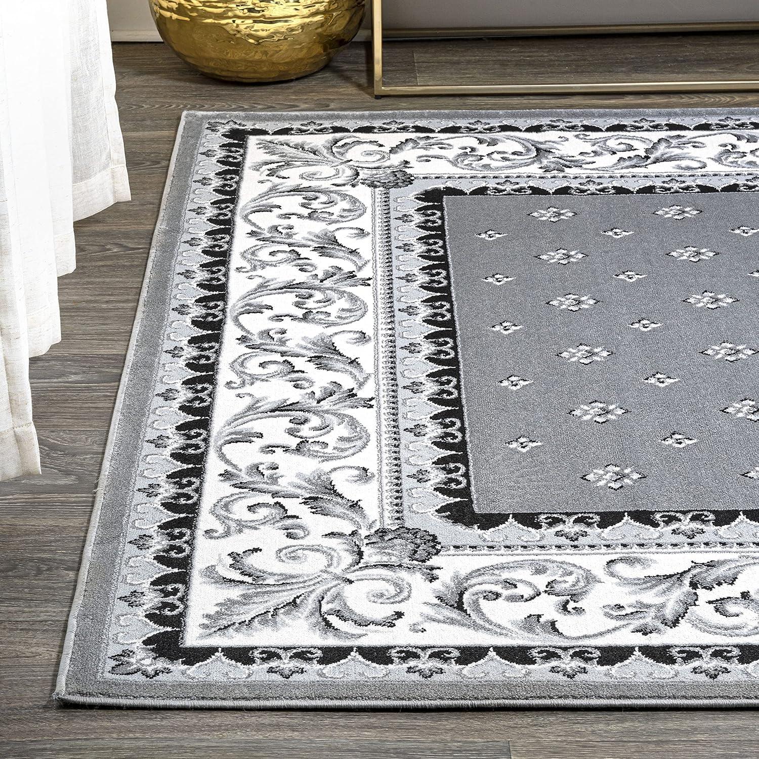 image:imageJONATHAN Y Acanthus French Border BlueNavy Indoor Area Rug 3x5 Vintage Bohemian EasyCleaning for Living Room Bedroom Kitchen Pet Friendly NonShedding MDP504E3GrayCream