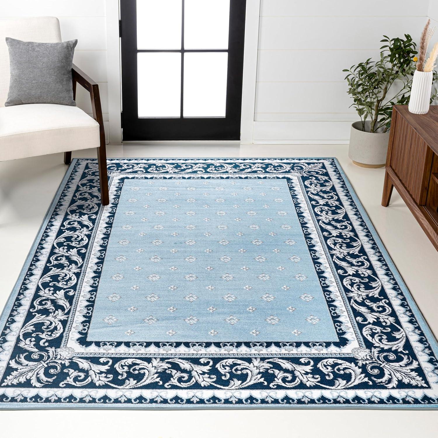 image:imageJONATHAN Y Acanthus French Border BlueNavy Indoor Area Rug 3x5 Vintage Bohemian EasyCleaning for Living Room Bedroom Kitchen Pet Friendly NonShedding MDP504E3BlueNavy
