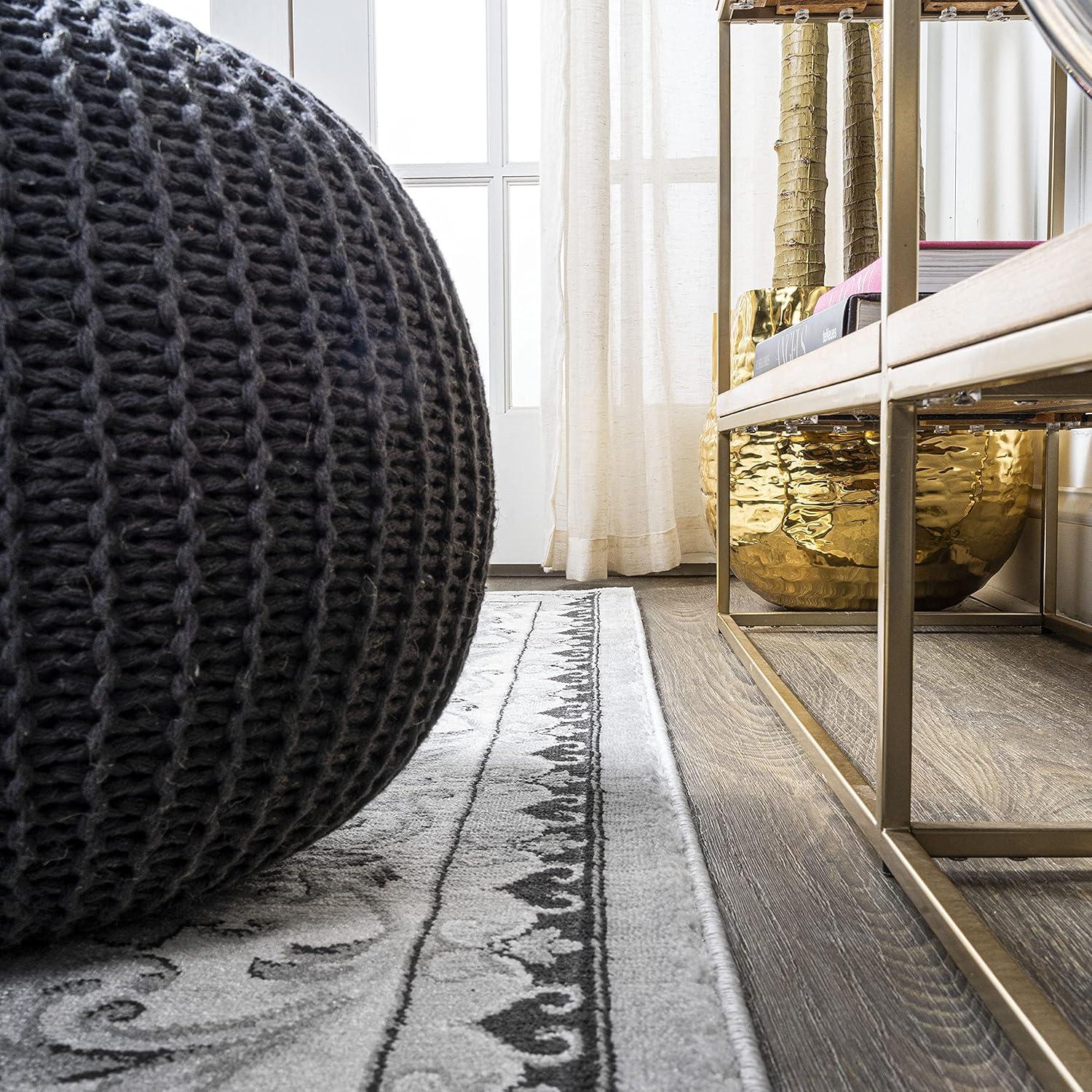 image:imageJONATHAN Y Acanthus French Border BlueNavy Indoor Area Rug 3x5 Vintage Bohemian EasyCleaning for Living Room Bedroom Kitchen Pet Friendly NonShedding MDP504E3Light GrayCream
