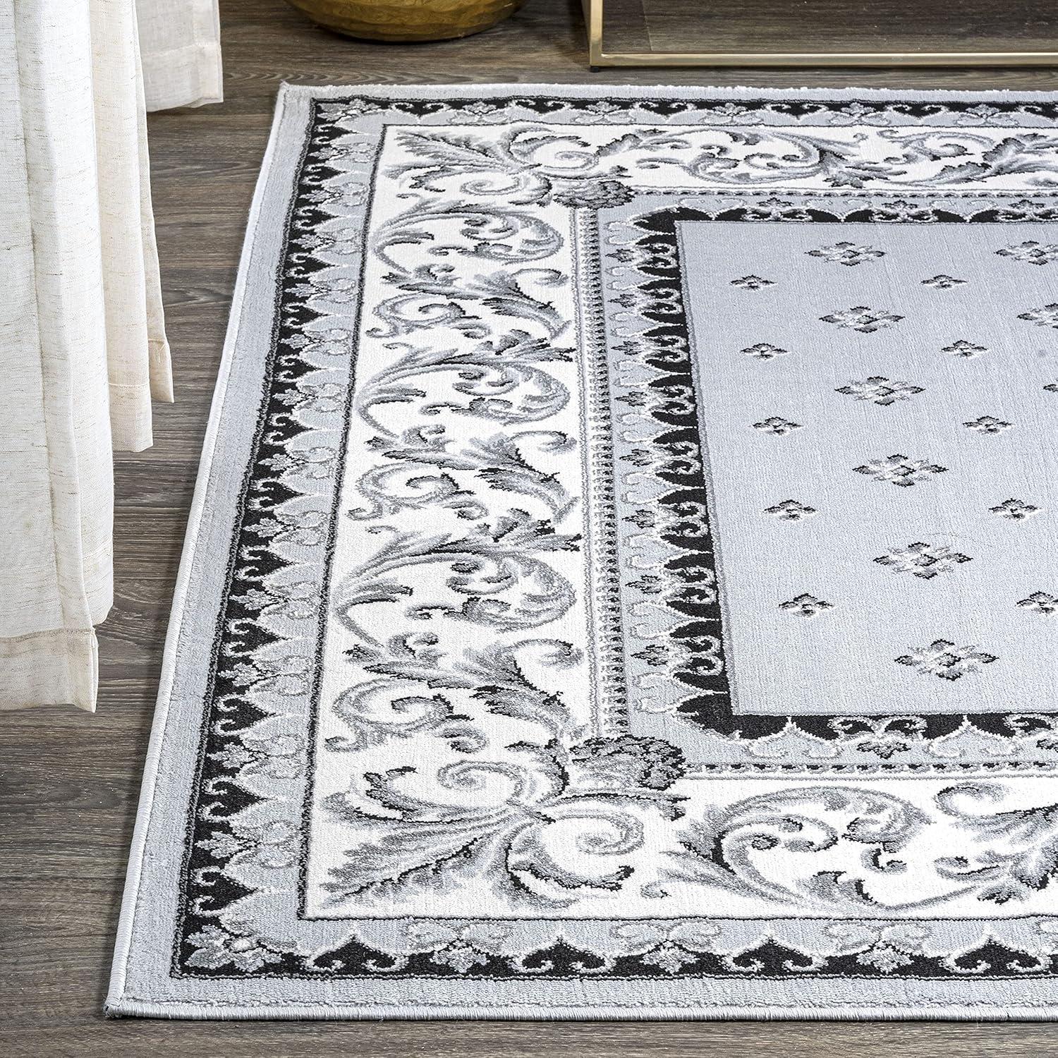 image:imageJONATHAN Y Acanthus French Border BlueNavy Indoor Area Rug 3x5 Vintage Bohemian EasyCleaning for Living Room Bedroom Kitchen Pet Friendly NonShedding MDP504E3Light GrayCream