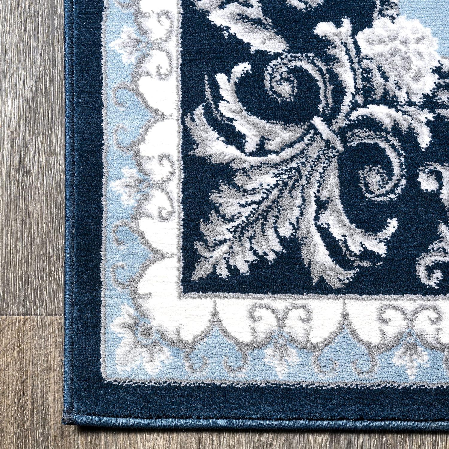 image:imageJONATHAN Y Acanthus French Border BlueNavy Indoor Area Rug 3x5 Vintage Bohemian EasyCleaning for Living Room Bedroom Kitchen Pet Friendly NonShedding MDP504E3NavyBlue