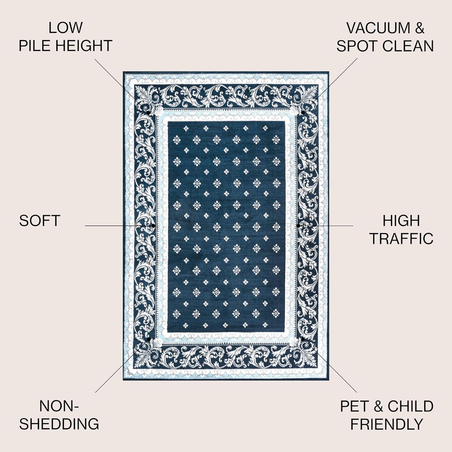 image:imageJONATHAN Y Acanthus French Border BlueNavy Indoor Area Rug 3x5 Vintage Bohemian EasyCleaning for Living Room Bedroom Kitchen Pet Friendly NonShedding MDP504E3NavyBlue