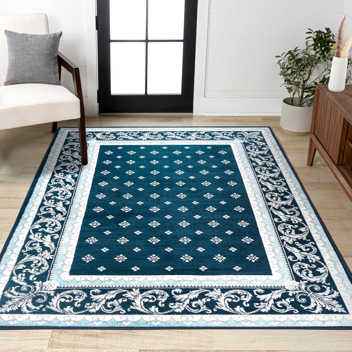 image:imageJONATHAN Y Acanthus French Border BlueNavy Indoor Area Rug 3x5 Vintage Bohemian EasyCleaning for Living Room Bedroom Kitchen Pet Friendly NonShedding MDP504E3NavyBlue