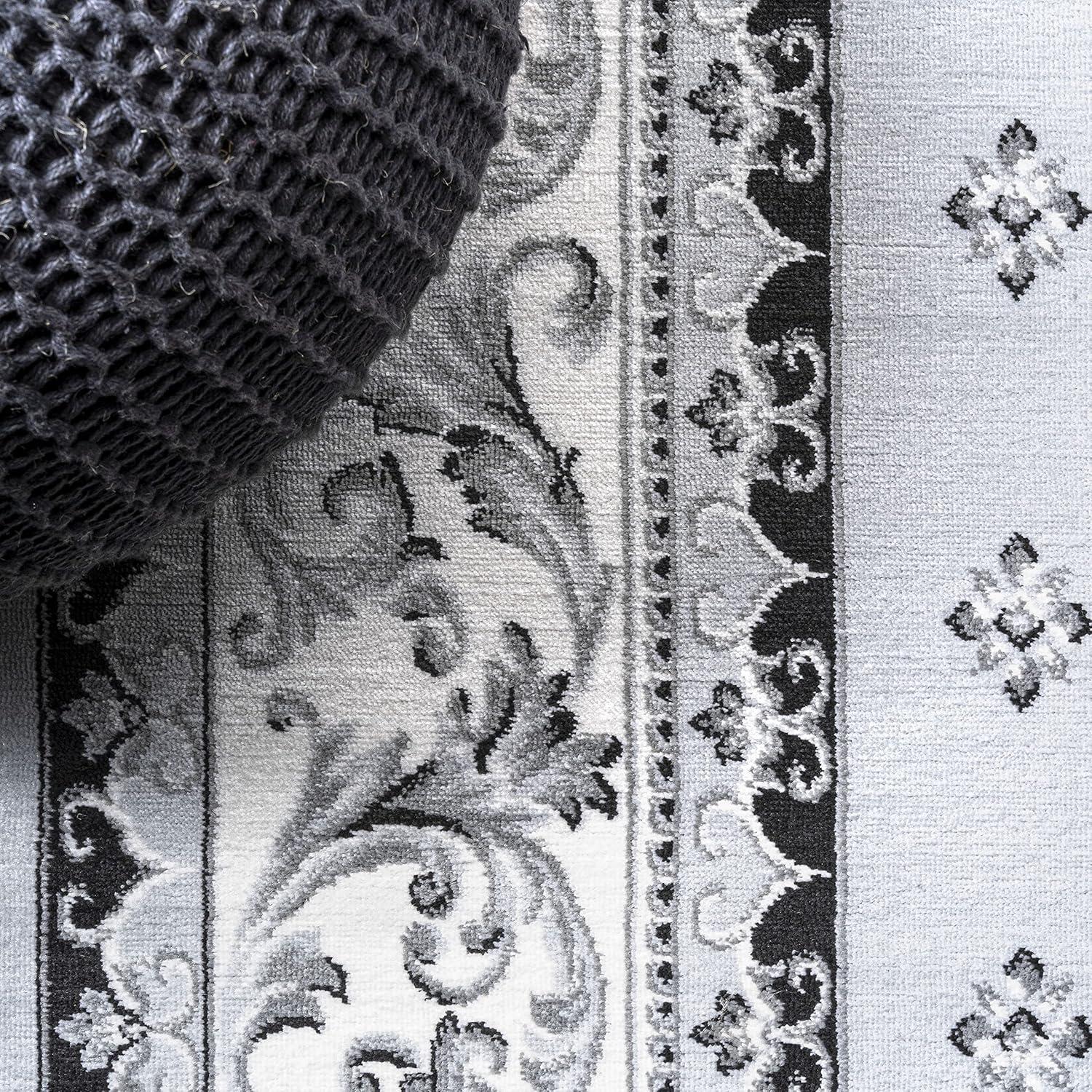 image:imageJONATHAN Y Acanthus French Border BlueNavy Indoor Area Rug 3x5 Vintage Bohemian EasyCleaning for Living Room Bedroom Kitchen Pet Friendly NonShedding MDP504E3Light GrayCream